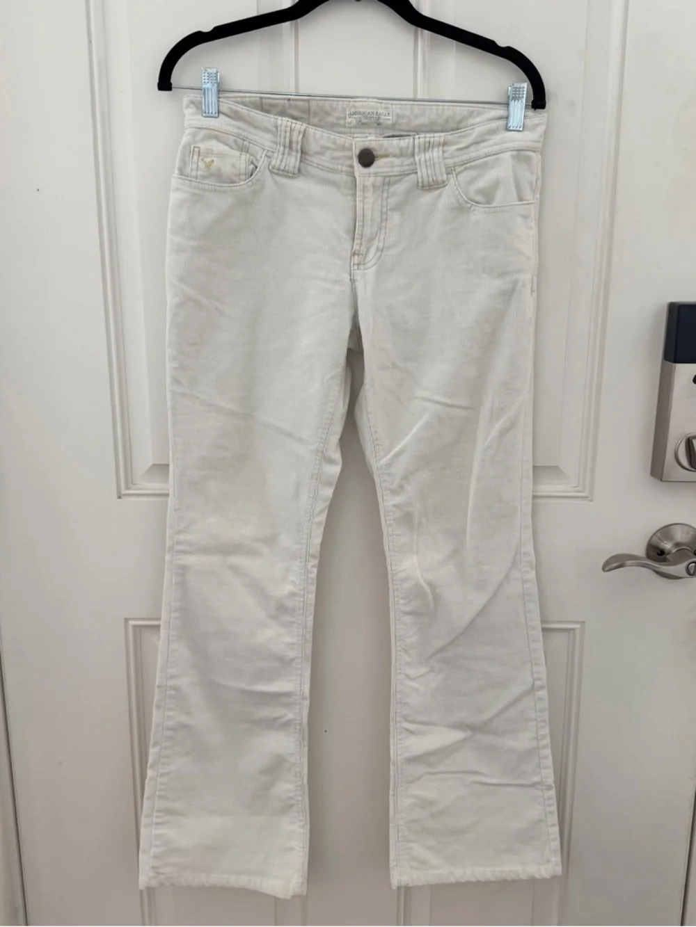 American Eagle Y2K Pants 4 | Low Rise Cream Corduroy Flare